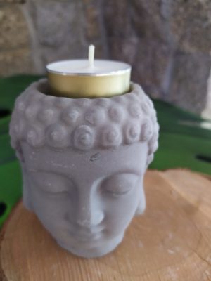 Tête de Bouddha ciment et 1 chauffe plat
